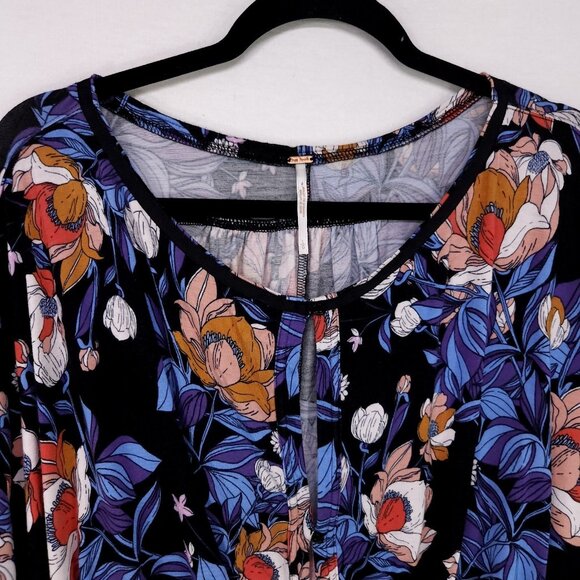 Free People Keepin' On Tee Tropical Blouse Size Large Dolman 3/4 Sleeve Floral - Picture 4 of 15
